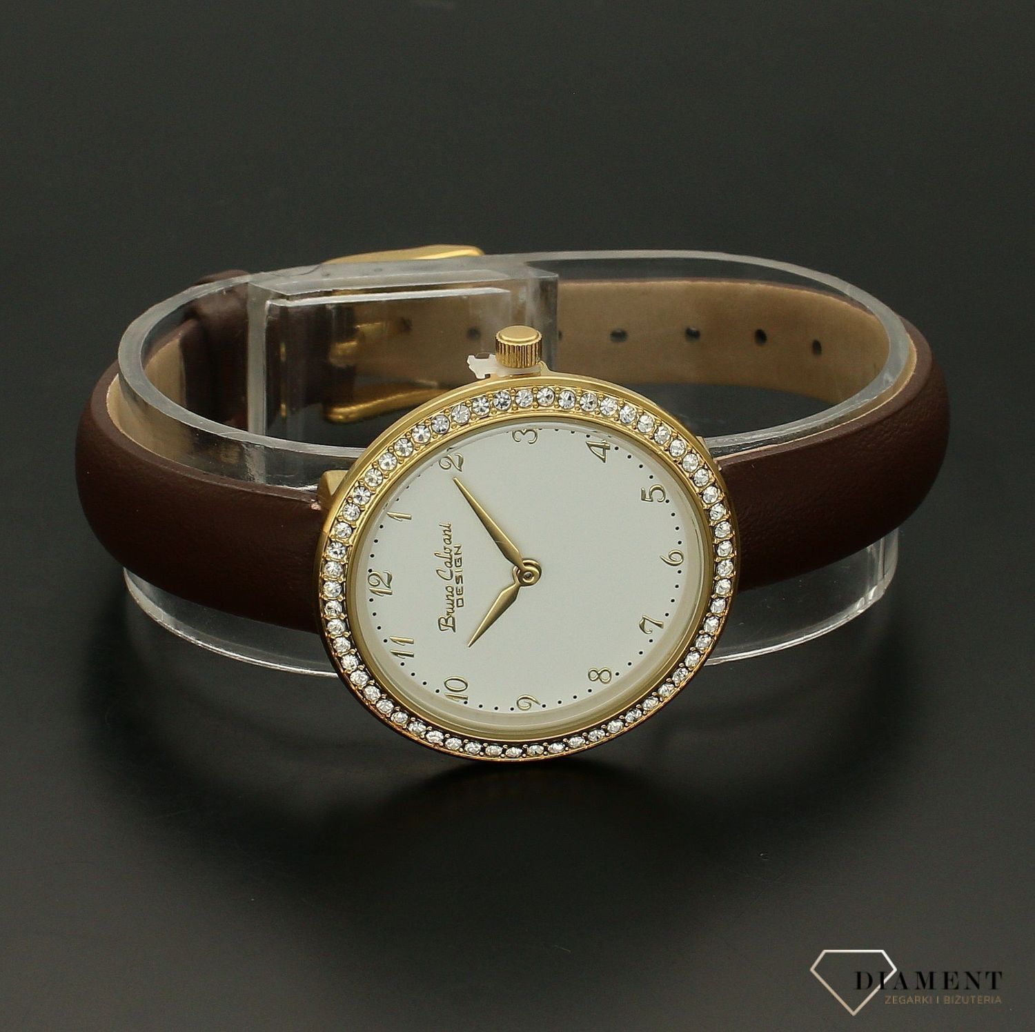 Zegarek damski na brązowym pasku Bruno Calvani BC9894 GOLD BIAŁA TARCZA.jpg